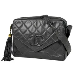 シャネル CHANEL ココマーク フリンジ ショルダーバッグ タッセル マトラッセ ショルダーバッグ レザー ブラック レディース 【中古】