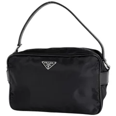 プラダ PRADA ロゴプレート ハンドバッグ ポーチ ハンドバッグ ナイロン ネロ(ブラック) レディース 【中古】