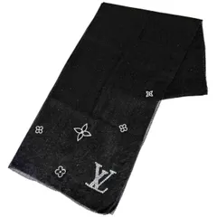 ルイ・ヴィトン Louis Vuitton エトール モンテカルロ ストール モノグラムフラワー ストール カシミヤ ブラック レディース 【中古】