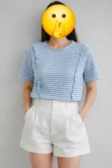 8seconds) なみなみ柄 ストライプ Tシャツ 半袖 ブルー 55