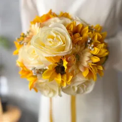 ひまわり×ガーベララウンドブーケ☆ブートニア