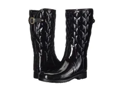 ハンター レディース シューズ ブーツ・レインブーツ Hunter Refined Gloss Quilt Short Rain Boots Black ブラック