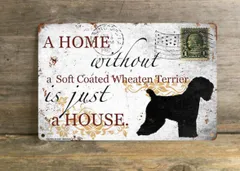 【South Coated Wheaten Terrier/ソフトコーテッド・ウィートン・テリ ア】 メタルプレート メッセージ 犬 雑貨 グッズ アート ポスター おしゃれ インテリア 壁飾り アンティーク風438