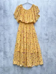 MERCURYDUO マーキュリーデュオ 花柄 半袖 Aライン ワンピース sizeF/黄 ■◆レディース