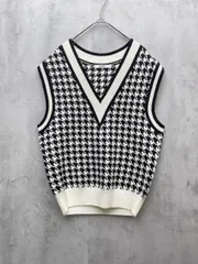 ■SNIDEL スナイデル 千鳥柄 ニット ベスト sizeONE/白ｘ黒 ■◇レディース
