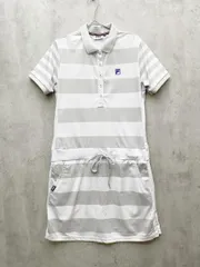 FILA GOLF フィラゴルフ ボーダー ワンピース sizeLL/白×グレー ■◇レディース