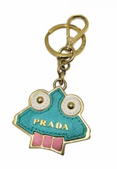 プラダ キーリング ロボット キャラクター キーホルダー バッグチャーム レザー グリーン×ピンク サフィアーノ GP ゴールド メタル アクセサリー PRADA