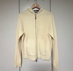 ヴィンテージ ラルフローレン アイボリー ニット ジップアップ (ラムズ ウール100)