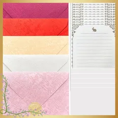 ULITU 手紙セット レターセット 封筒5枚 ウサギ便箋10枚 無地カード10枚 誕生日 恋人 招待状 結婚式 お祝い手紙 挨拶状 お礼状用 0