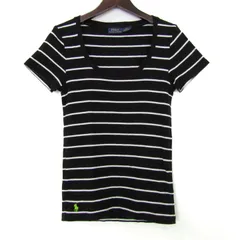 ポロ・ラルフローレン 半袖Ｔシャツ ボーダー クルーネック トップス レディース S/Pサイズ ブラック×ホワイト POLO RALPH LAUREN 【中古】
