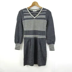 ナチュラルビューティーベーシック ニットワンピース 長袖 ウール トップス レディース Mサイズ グレー NATURAL BEAUTY BASIC 【中古】