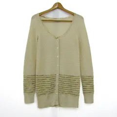 ジルスチュアート ロングカーディガン 長袖 ウール混 トップス レディース Mサイズ ベージュ×イエロー JILLSTUART 【中古】