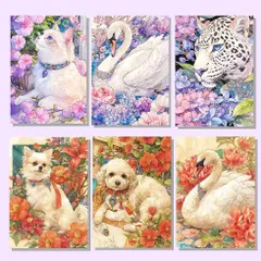 ダイヤモンドアート 動物６種 四角ビーズ 猫 白鳥 虎 チワワトイプードル かわいい ダイアモンドアート スクエアビーズ 初心者