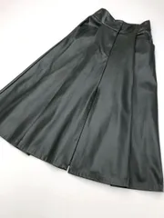 ZARA ザラ フェイクレザー ロング フレア スカート size26/緑  ◆■レディース