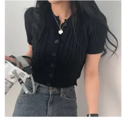 エエブリー ZIGZAG ケーブル編み ニット 半袖 カーディガン