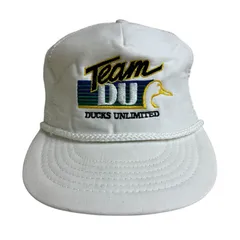 【キャップ/帽子】アメリカ製　USA製　80-90s Team Ducks Unlimited (チームダックスアンリミテッド) ビンテージメッシュキャップ　刺繍ロゴ　ホワイト　白