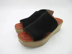 FABIO RUSCONI ファビオルスコーニ ウェッジソール サンダル size23.0/黒ｘ茶 ■■レディース