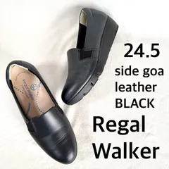 極美品・サイズ24.5EEE✨リーガルウォーカー ウェッジソール サイドゴア 厚底 スリッポン レザー ブラック Regal Walker