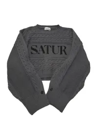 SATUR セター ケーブル クロップド ニット セーター