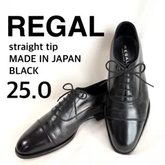 極美品・サイズ25.0✨リーガル 11KR ストレートチップ  レザー ブラック 日本製 MADE IN JAPAN