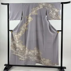 訪問着 身丈155cm 裄丈62.5cm S 袷 辻が花柄 霞 絞り 薄紫 正絹 秀品 一つ紋 【中古】