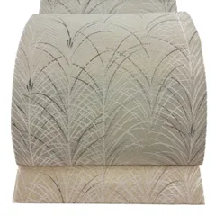 袋帯 秀品 落款 吉祥綴唐織 松 金銀糸 クリーム 六通 正絹 【中古】
