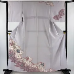 訪問着 身丈160cm 裄丈63cm S 袷 滝泰 落款 辻が花 波 薄紫 正絹 秀品 【中古】