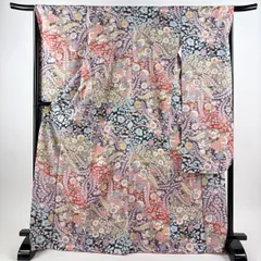 【美品】 振袖 身丈170.5cm 裄丈68cm L 袷 辻が花柄 金彩 ぼかし ピンク 正絹 逸品 【中古】
