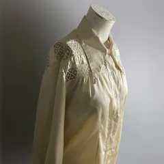 ヨーロッパ 80s レース ブラウス シャツ シアー ヴィンテージ ユーロ Vintage Euro レア ビンテージ 希少 レア トップス G98