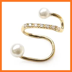 【新品】 [ジュエルボックス] JewelVOX イヤーカフ イヤークリップ イヤリング ウェアリング 片耳用 ニッケルフリー パール キュービックジルコニア 金属アレルギー対応 ゴールド 1