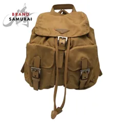 美品 PRADA プラダ テスート 三角ロゴ ブラウン キャメル シルバー金具 ナイロン リュック デイパック リュックサック バックパック 502073【中古】