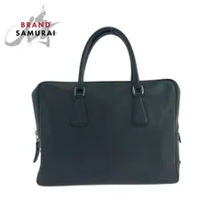 美品 PRADA プラダ サフィアーノ 三角ロゴプレート ブラック 黒 シルバー金具 レザー ビジネスバッグ ブリーフケース メンズ 503961【中古】