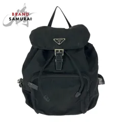 美品 PRADA プラダ テスート 三角ロゴプレート ブラック 黒 シルバー金具 ナイロン/レザー リュック バックパック レディース 505918【中古】