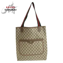 美品 GUCCI グッチ オールドグッチ シェリーライン ブラウン ベージュ GGスプリームキャンバス 40.02.003 トートバッグ 600186【中古】