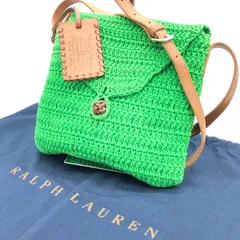 RALPH LAUREN ラルフローレン ショルダーバッグ 編み込み 緑 斜め掛け レザー