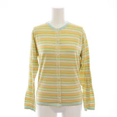 ジョンスメドレー JOHN SMEDLEY カーディガン ニット ボーダー 薄手 長袖 S 黄緑 水色 オレンジ /YM