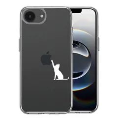 iPhone16e ケース クリア 猫 CAT ねこ にゃんこ 玉遊び 白 スマホケース 側面ソフト 背面ハード ハイブリッド 