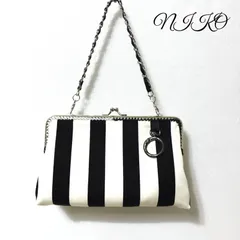 がま口　ミニバッグB ロンドンストライプ　丸いカラビナ付き