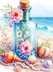 ダイヤモンドアート 四角 海 ボトルメール 夏 ダイアモンドアート オーロラビーズ スクエア ダイヤモンドペインティング ビーズ 刺繍キット セット オーロラビーズ 可愛い 送料無料