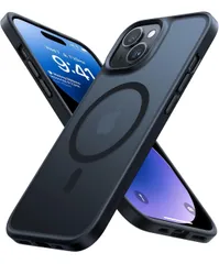 ★【訳あり】TORRAS iPhone 14/13 用 ケース【米軍進化耐久性・高精密 Magsafe対応】マグネット搭載 耐衝撃 ワイヤレス充電 半透明 マット 黄ばみなし ストラップホール付き マグセーフ対応 ブラック