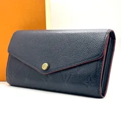 深紺が引き締める✨　LOUIS VUITTON　モノグラムアンプラント ポルトフォイユ・サラ 長財布 16カード　ネイビー