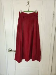 レッド ニット プリーツ Long ロング スカート