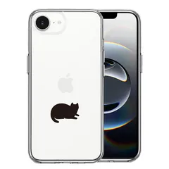 iPhone16e ケース クリア にゃんこ 伏せ スマホケース 側面ソフト 背面ハード ハイブリッド 