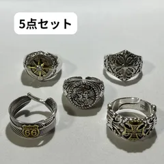 DustSilver DSCR0756 指輪　5点セット　アメカジ　メキシカン　ヴィンテージ　シルバー　リング　クロス　フェザー