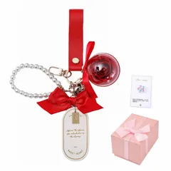 【新着商品】入学 引越し祝い 結婚祝い 卒業 記念日 バレンタイン ギフト 退職祝 娘 女性友達 バラ 彼女 敬老の日 ひな祭り 母 ウサギ かわいい エターナルフラワー 誕生日プレゼント女性人気 デープレ枯れない花 (赤色 ホワイト キーホルダーレディースキ