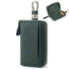 【新着商品】母の日 贈り物 新年 キーホルダー付き ケース キー 6連フック付き 一体型 カードケース 車キー 多機能 ギフト 防水 360°回転カラビナ付き スマートキーケース 本革 メンズ レディース キーケース [RenLianyi]