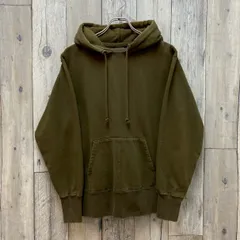 Champion チャンピオン カーキ ダークグリーン 後付けフード フーディー 裏起毛 スウェット スエット パーカー メンズ M サイズ