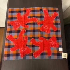 【新品タグ付】ヴィヴィアンウエストウッド 大判ガーゼハンカチ 40cm くま チェック