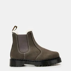 ドクターマーチン レディース シューズ ブーツ・レインブーツ チェルシーブーツ チェルシー ブーツ DR MARTENS 2976 Leonore Fur Lined Chelsea Boot Gunmetal Nubuck ガンメタル
