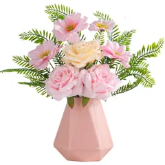 飾り瓶 インテリア雑貨 北欧(ピンク小 シンプル fukuka1個入り 高さ13.5CM) 花瓶大きいフラワーベース陶器花びんおしゃれ陶器花器おしゃれ花びん大きいおしゃれ 花瓶